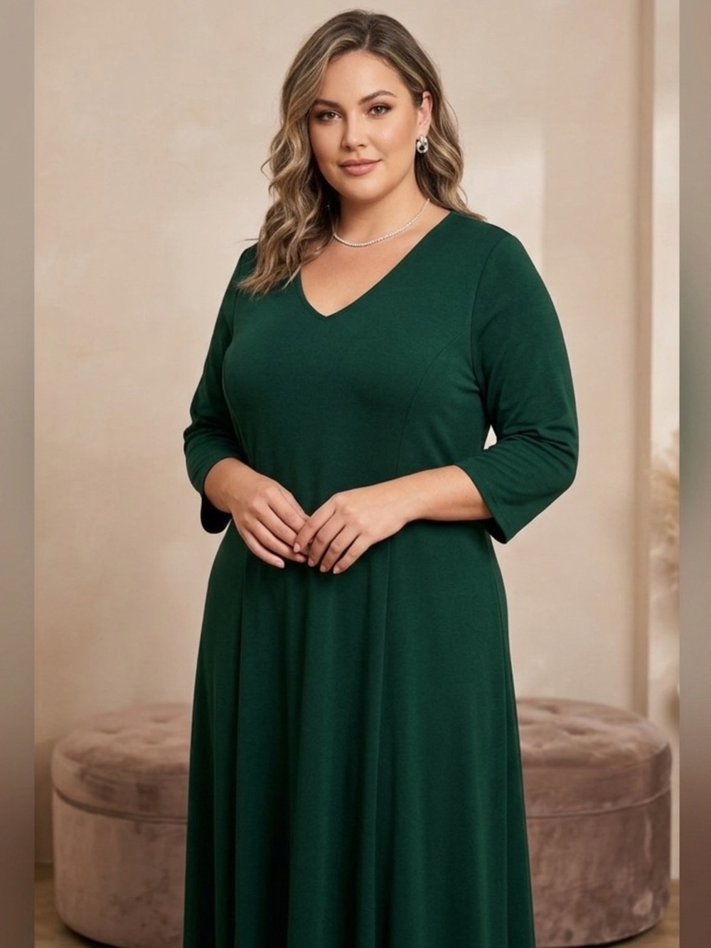 Jessica London Deep Green Long Sleeve Dress